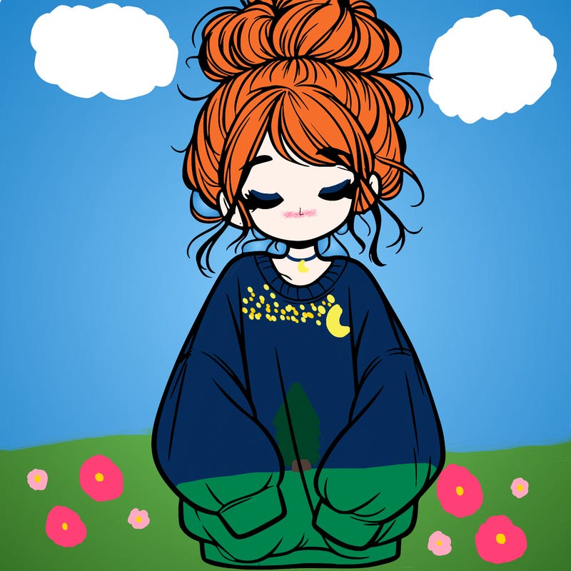 girl with baggy sweatshirt and messy bun