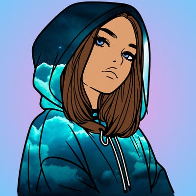 a realistic girl in a hoodie