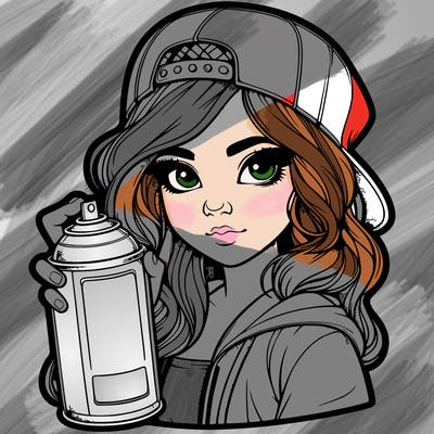 realistic girl with spray paint