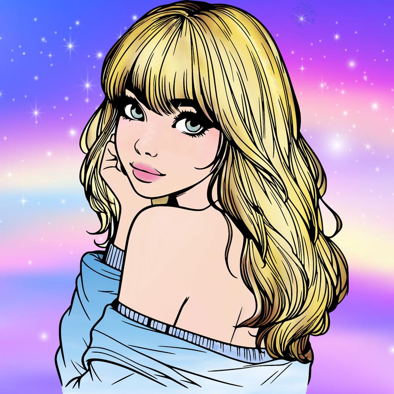 realistic girl with bangs looking over her shoulder