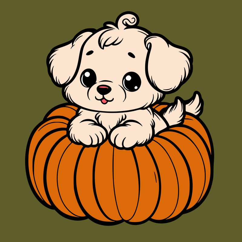 cute little puppy in a pumpkin