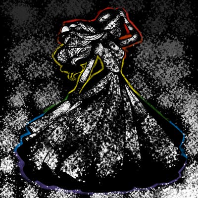 realistic woman with dress flowing in the wind