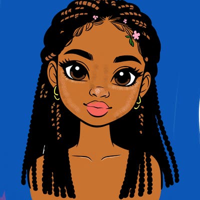 a realistic black girl with braids