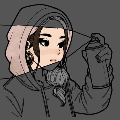 a realistic girl, spray painting