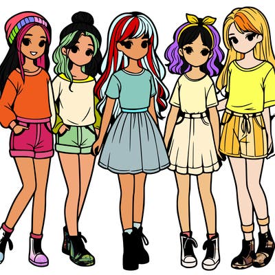 a group of five girls