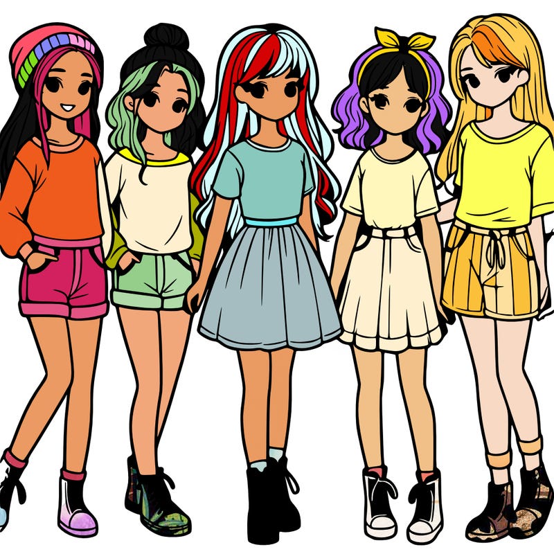 a group of five girls