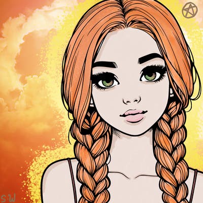 realistic girl with braids