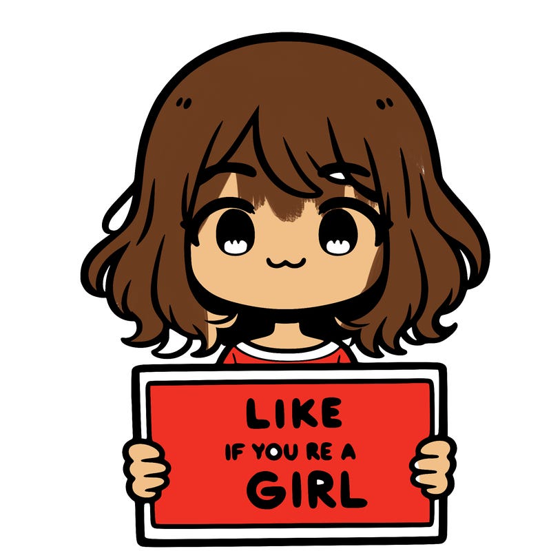a cute girl holding a sign that says like if you’re a girl