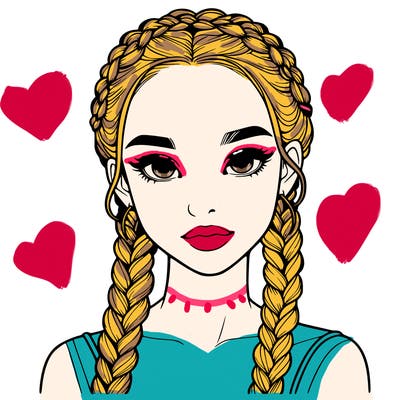 realistic girl with braids