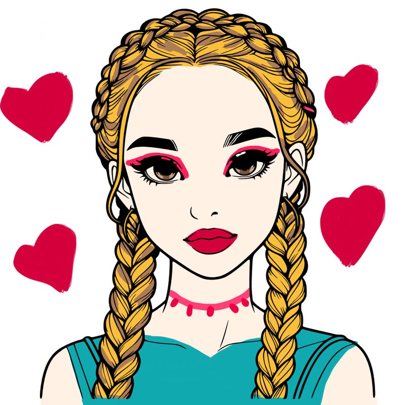 realistic girl with braids