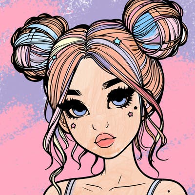 realistic girl with space buns