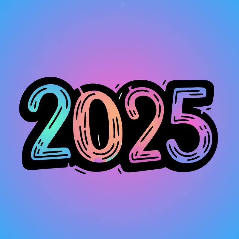 one line scrawled numbers sketch design “2025”