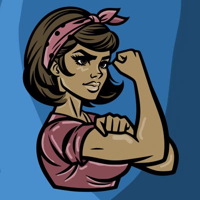 strong woman with a 60s american ad style