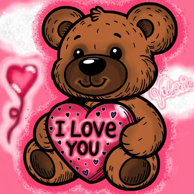 teddy bear holding an i love you heart
