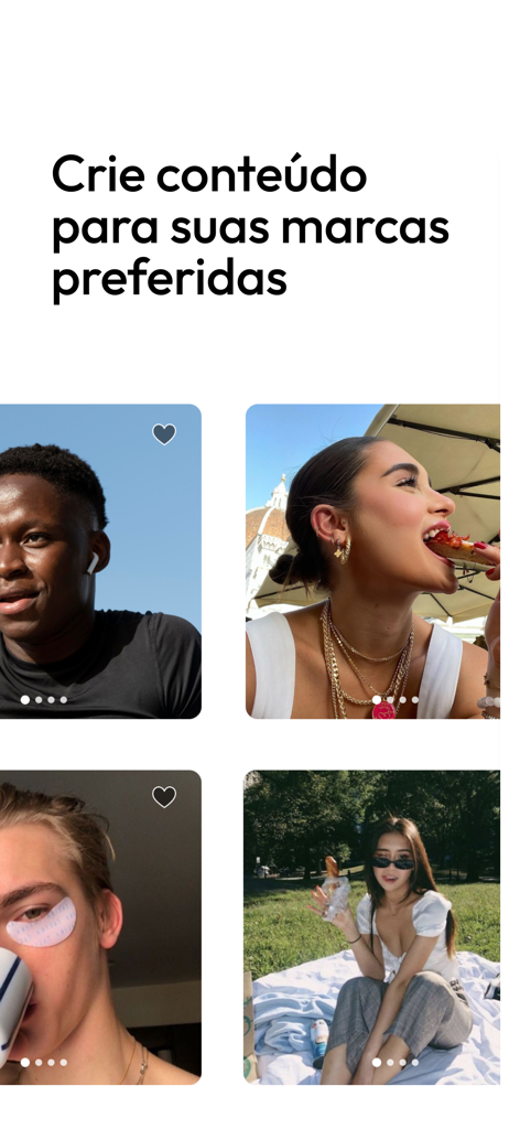Una galería de jóvenes creadores de contenido compartiendo fotos de estilo de vida en la aplicación BrandLovers