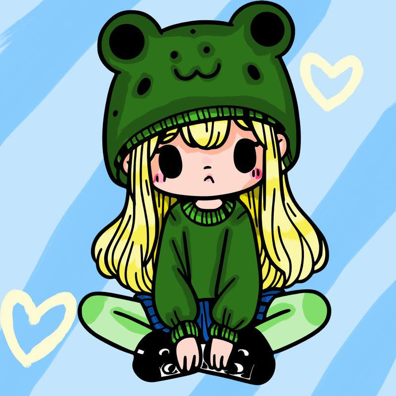 a girl wearing a frog hat and some frog socks