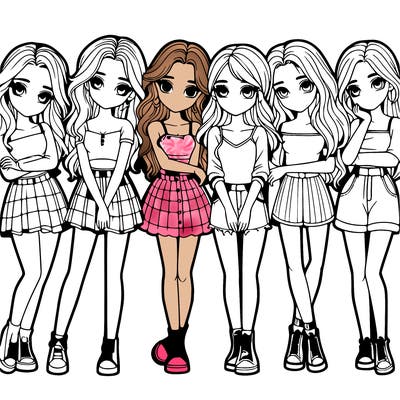 a group of girls realistic