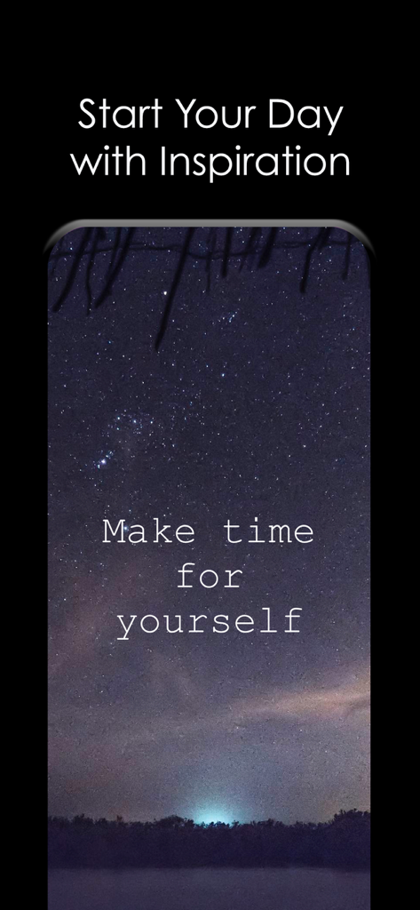Quotes” Daily Inspiration - Cita inspiradora Tómate tiempo para ti con un fondo de cielo estrellado