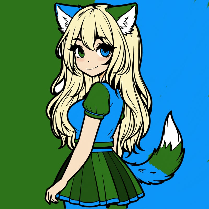 realistic girl with wolf ears and a tail