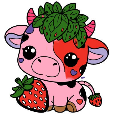 cute strawberry cow