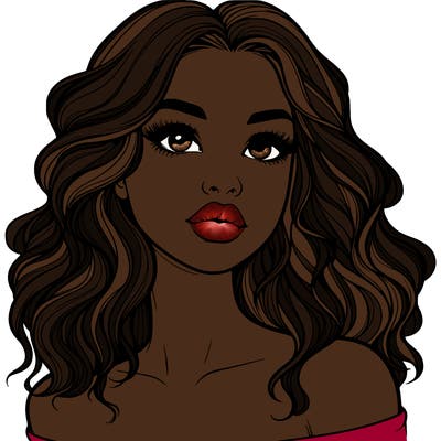 realistic girl with wavy hair and lips