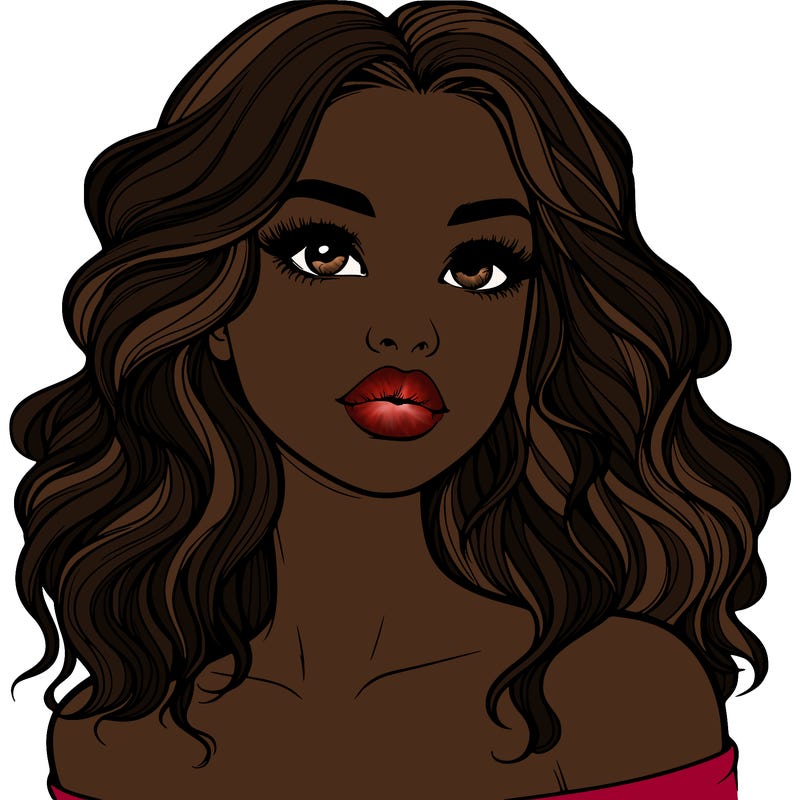 realistic girl with wavy hair and lips