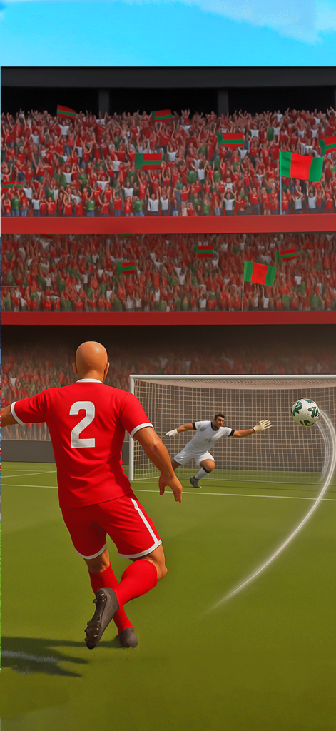 A soccer player taking a penalty kick in a stadium full of fans