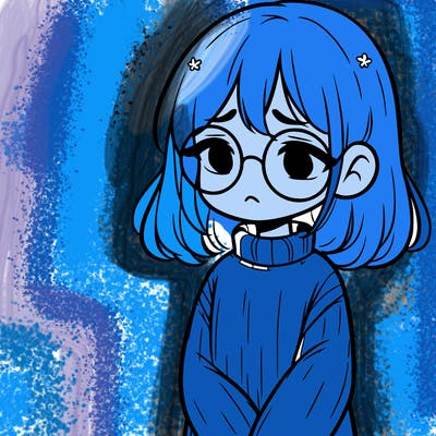 sad girl with glasses in a sweater