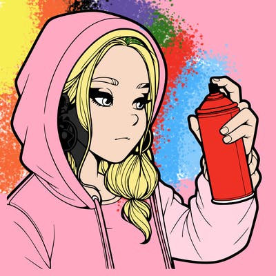 a realistic girl, spray painting