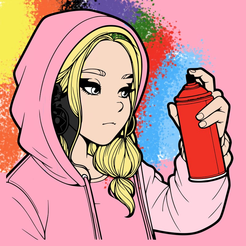 a realistic girl, spray painting