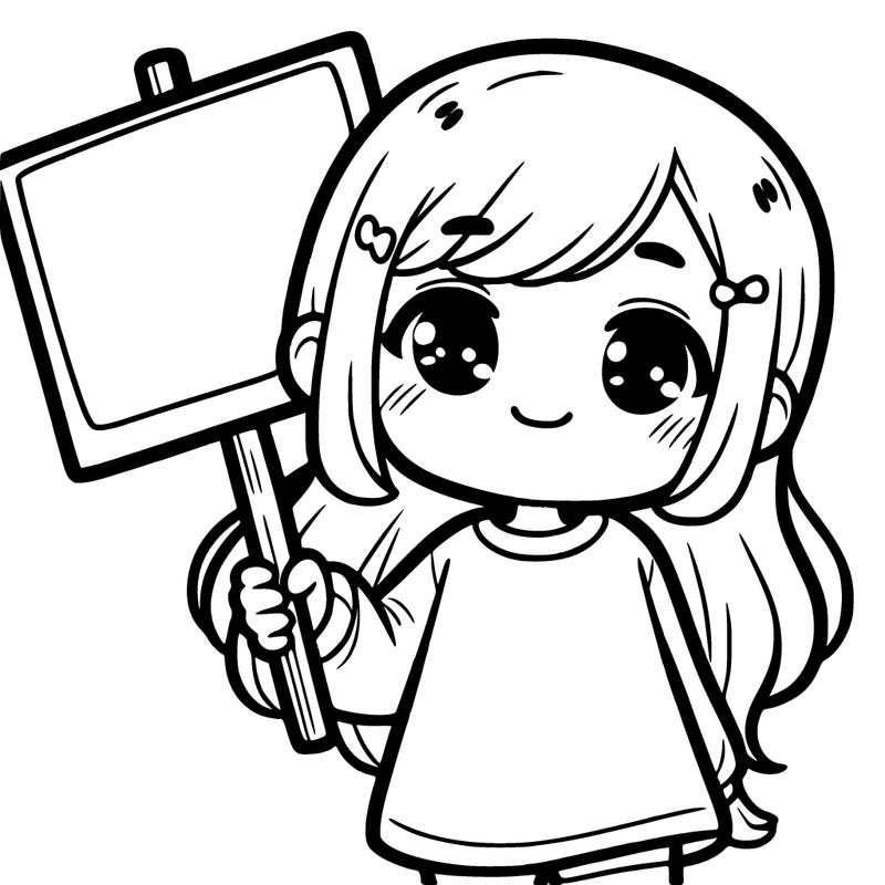 a girl holding a sign