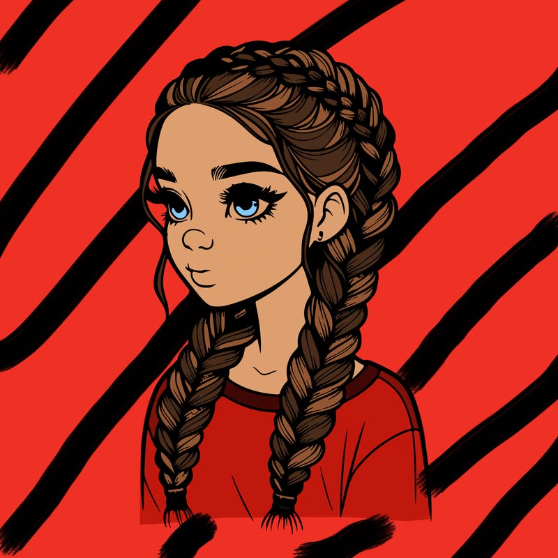 realistic girl with braids