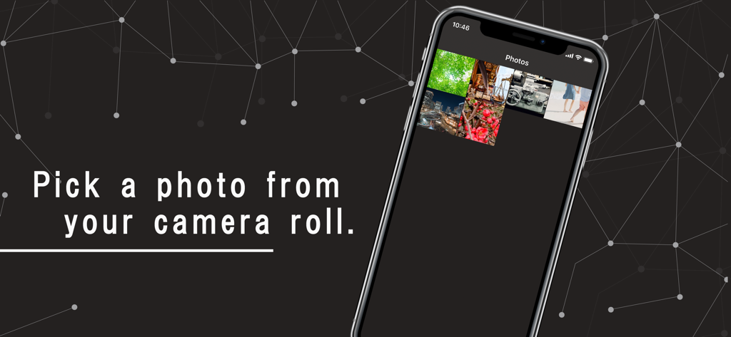 Image Converter - JPG PNG HEIC - An iPhone showing the Image Converter app interface to pick a photo from the camera roll.