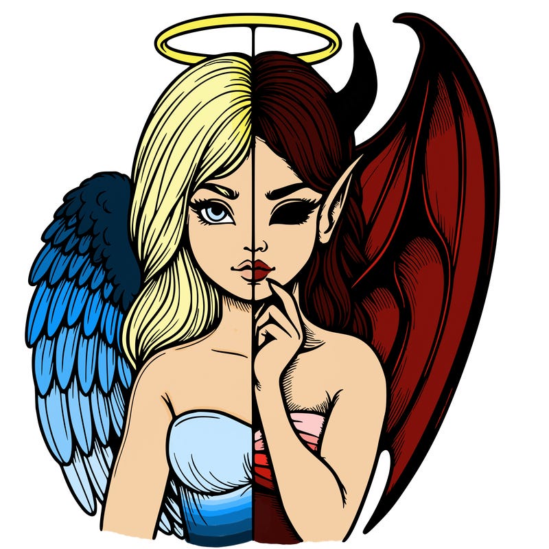 realistic angel half demon