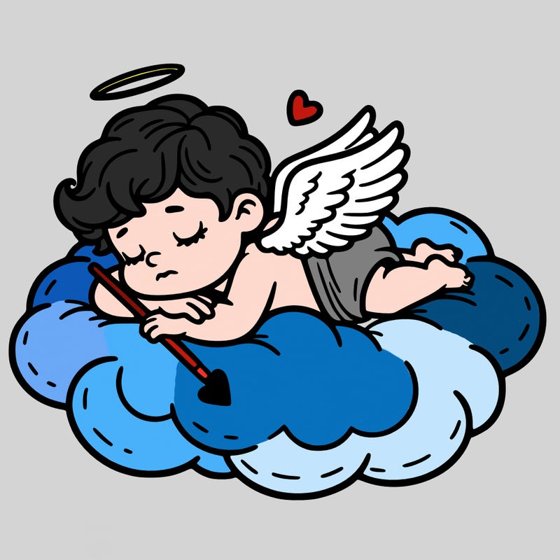 cupid asleep on a cloud