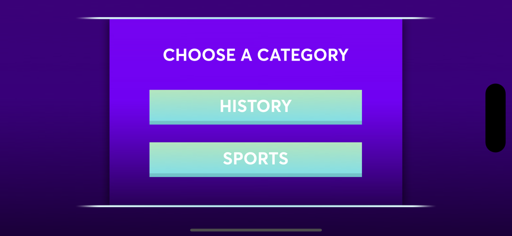 World Quiz : Family Game - World Quiz app screen showing History and Sports categories