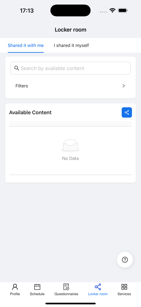 Manager 360 - Locker room interface of the Manager 360 sports management app displaying content sharing options for coaches.