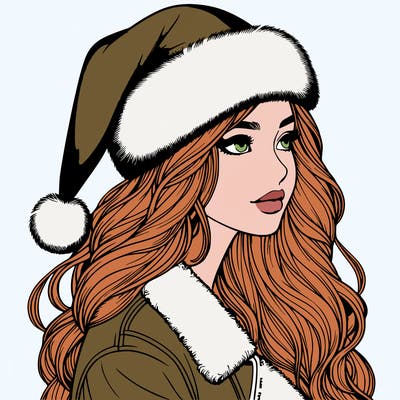 realistic girl in santa hat