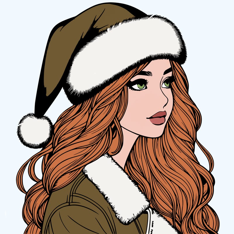 realistic girl in santa hat