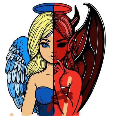 realistic angel half demon