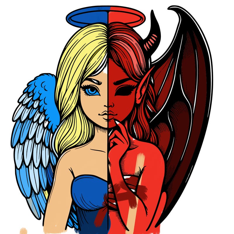 realistic angel half demon