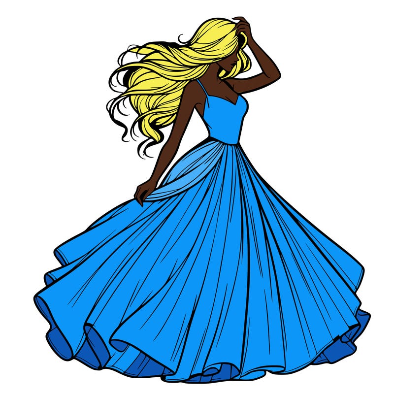 realistic woman with dress flowing in the wind