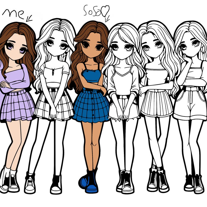 a group of girls realistic