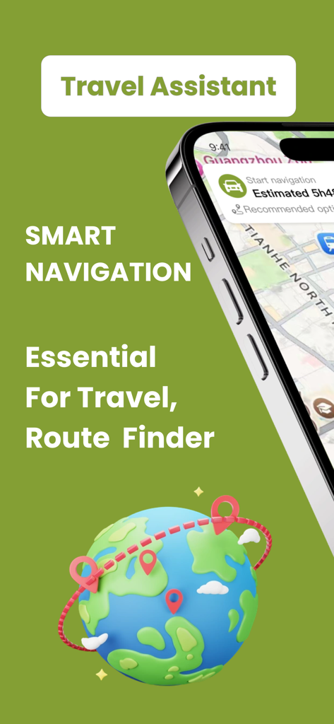 iAnyGo - Location change tool - iAnyGo app screenshot showing smart navigation and route finder features with a 3D globe illustration