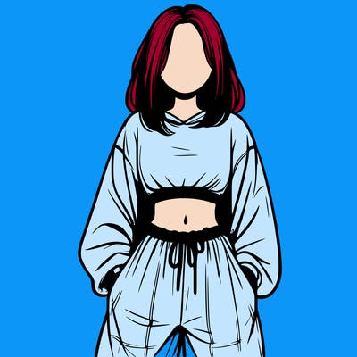 realistic girl faceless with baggy pants and a crop top