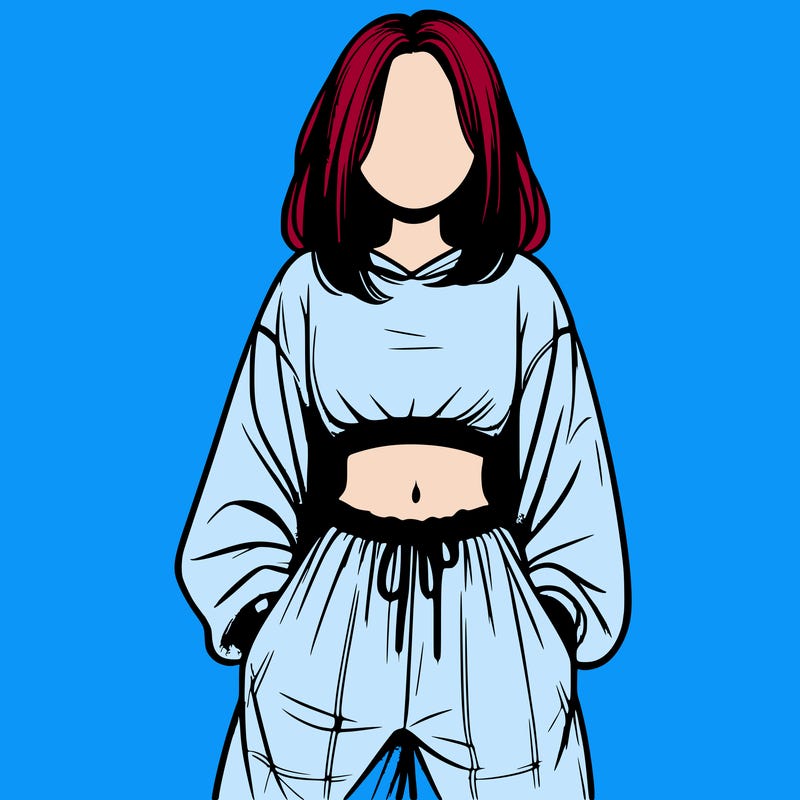 realistic girl faceless with baggy pants and a crop top