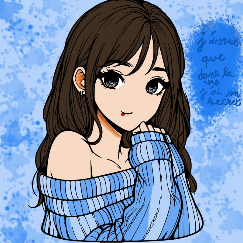 realistic girl with off-shoulder sweater