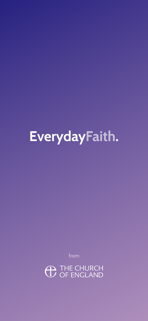 Everyday Faith app intro screen with Church of England logo