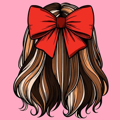 a realistic bow in girls hair