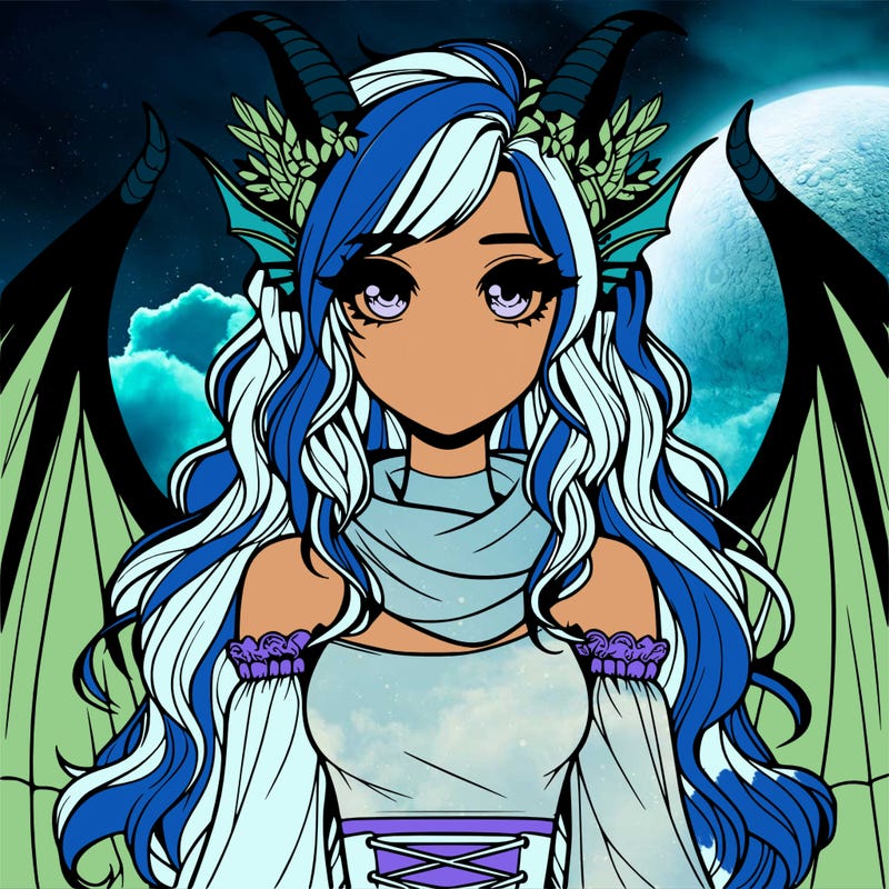 realistic girl with dragon wings horns and a tail